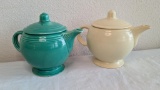 Fiesta Original Green and Ivory Covered Teapots