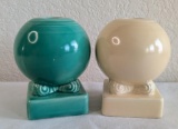 Fiesta Ivory and Green Candlestick Holders