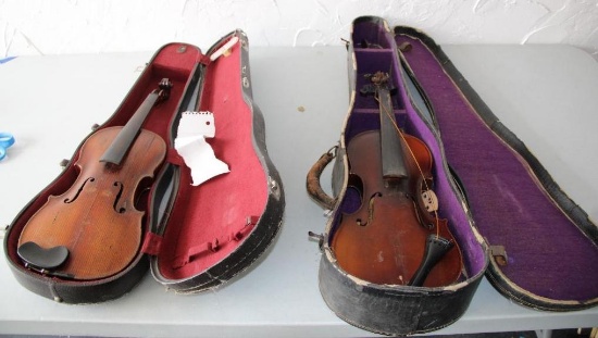 Two Violins Needing Repair