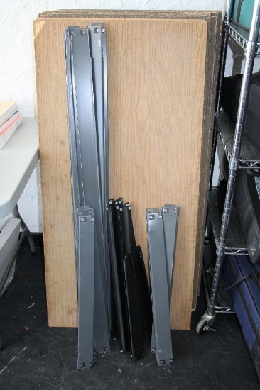 Approximately Four Sets of Steel Frame with Wood Shelves
