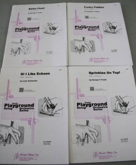 Four Sets of Sheet Music from the Kendor Playground String Orchestra Series Grade 1