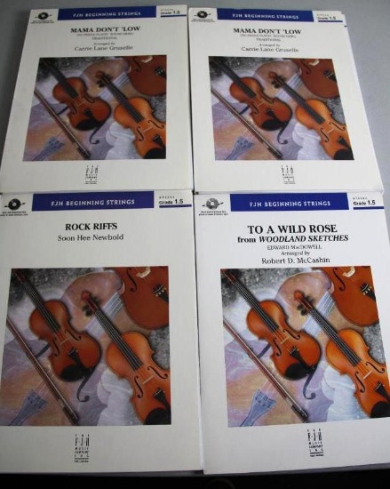 Four Sets of Sheet Music for Beginning Strings Grade 1.5 from FJH Music Co.