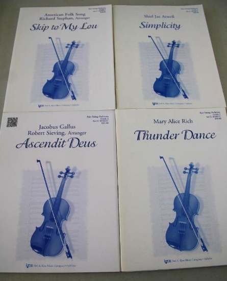Four Complete Sets of Sheet Music for String Orchestra Grade 2 from Kjos Music Co.