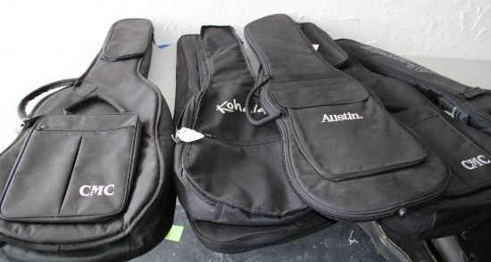 Six Mixed Zip Guitar Cases of Different Size