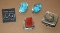 Sterling Turquoise Earrings, Abalone Pill Box, and Unmarked Pendant