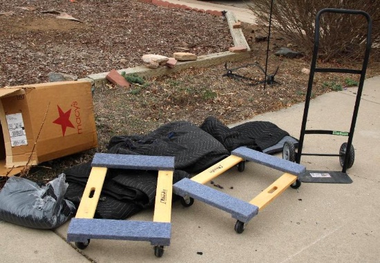 Milwaukee Hand Truck, Throw Moving Blankets, and Rolling Base Platforms