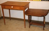 Oak Desk and Drop Leaf End Table