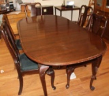 Dark Wood Dining Table with Five Chairs