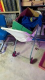 Vintage Rolling Laundry Hamper and Jerseys