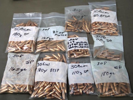 Mixed .308 Caliber Bullets for Reloading