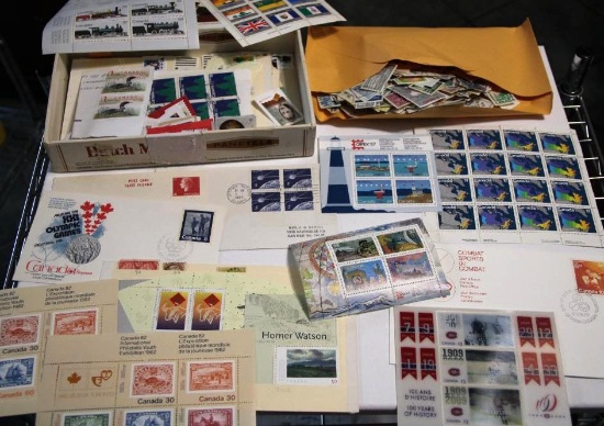 Cigar Box Filled with Canadian Stamps and Commemorative Cancellations