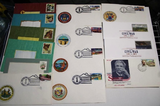 Mixed New and Canceled US Commemorative Stamped Envelopes and Cards