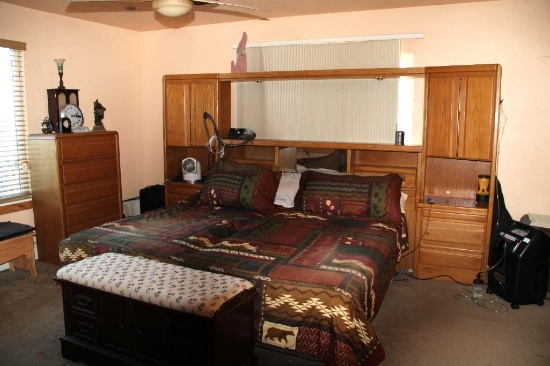 King Size Cabinet Headboard and Two Dressers