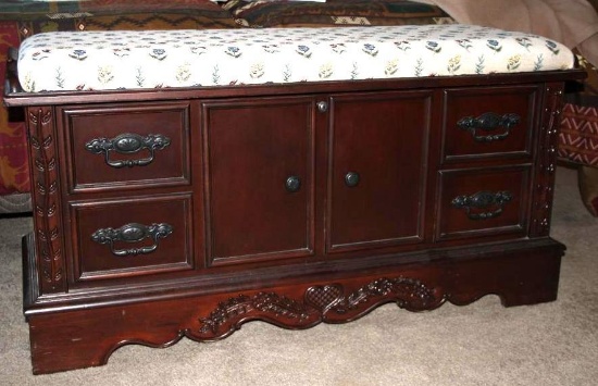 Dark Wood Lane Cedar Chest with Upholstered Top
