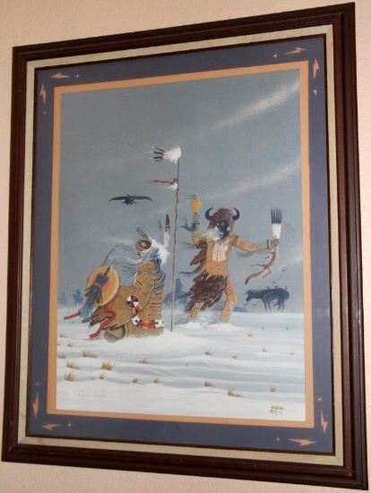 Signed and Numbered Rance Hood "His Death Song" Lithograph Print