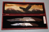 Pair of Eagle Folding Knives in Wood Case
