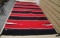 Hand-Woven Natural Fiber Mexican-Style Rug in Red, Black and White