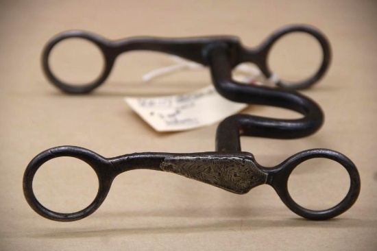 Excellent Antique Kelly Bros Bit with Silver Stamped Ornamentation