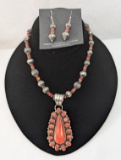 Linda Yazzie Spiny Oyster and Sterling Set