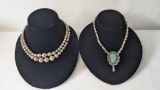 Single Squash Blossom Necklace and Coin Silver Bead Necklace