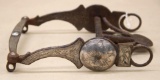 Excellent Antique Iron Spade Bit with Embellished Silver Panels and Copper Wire Ornamentation