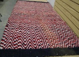 Hand-Woven Rug in Red, Black, and White