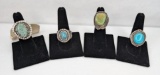 Unmarked Decorative Large Stone Turquoise Rings