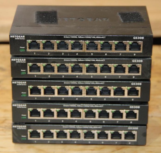 Five Pieces Netgear 8-Port Unmanaged Ethernet Switches GS308v3