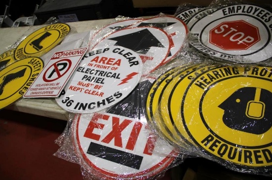Employee Safety Sticker Signs and Metal No Parking Signs
