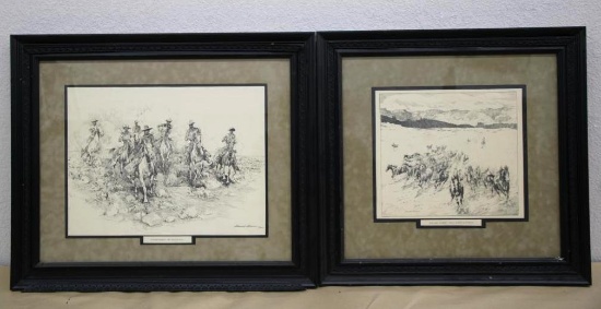 Pair of Framed Drawings by Edward Borein