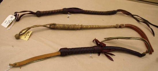 Three Leather Quirts in Good Condition