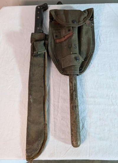 WWII US Machete and Trench Shovel