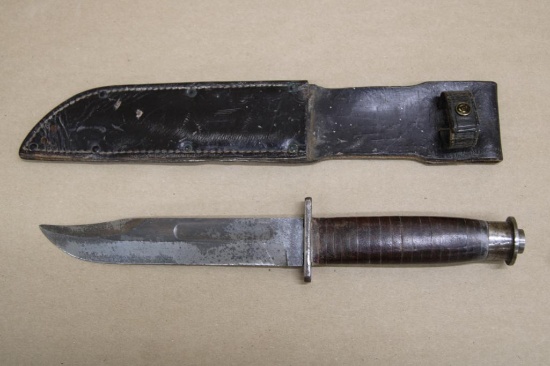 7" Steel Blade Fight Knife with Leather Sheath