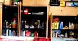 Items In Four Upper Cabinets In Small Shop