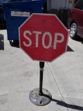 Stop Sign Mounted on Cast Iron Stand
