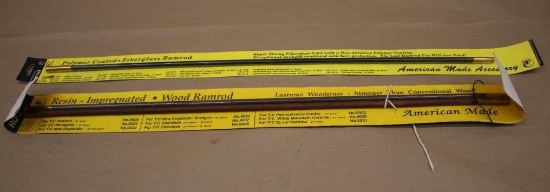 New in Packaging Fiberglass and Impregnated Wood Ramrods and One Out of Packaging