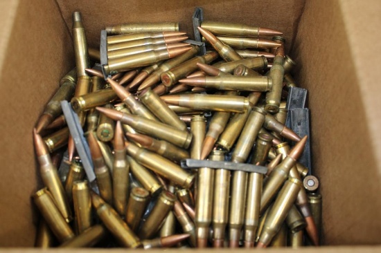 Approximately 24 lbs. Mixed Reloaded 7.62x51mm Military Ammo and Clips