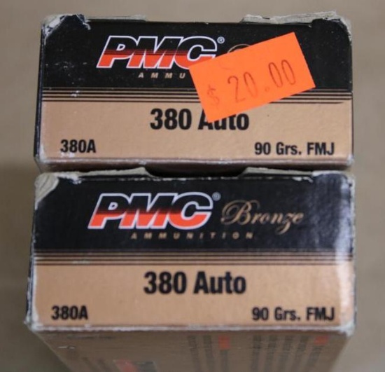 100 Rounds PMC Bronze 380 Auto FMJ Ammunition