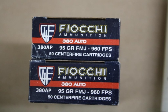 100 Rounds Fiocchi 380 Auto Ammunition