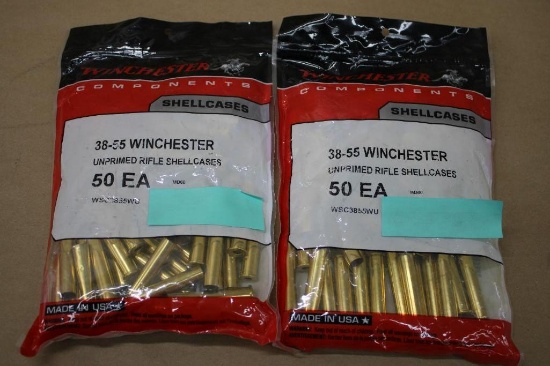 100 Pieces Winchester 38-55 Winchester Unprimed Brass Shells