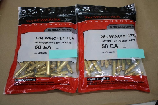 100 Pieces Winchester 284 Win Unprimed Brass Casings
