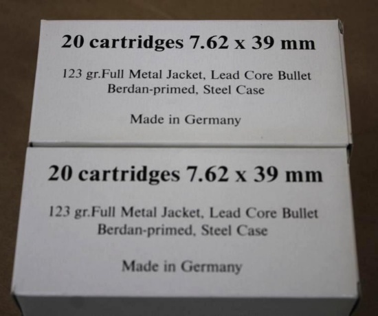 160 Rounds 7.62 x 39mm FMJ Ammunition