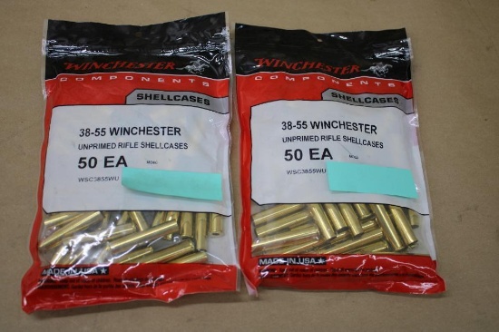 100 Pieces Winchester 38-55 Winchester Unprimed Brass Shells