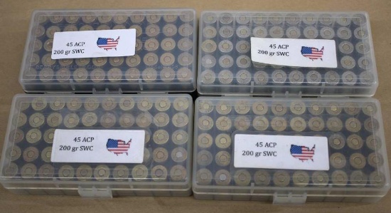 200 Rounds Reloaded 45 ACP Ammunition in Cases