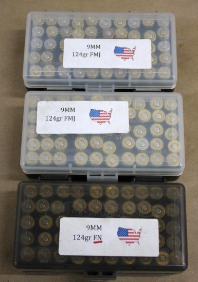 150 Rounds Reloaded 9mm Ammunition