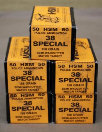 250 Rounds HSM 38 Spl Police Ammunition