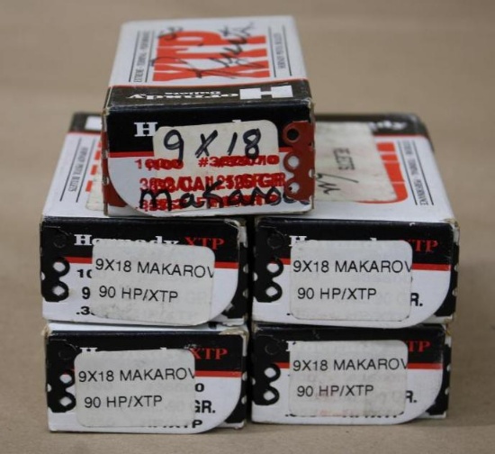 Five Packs Hornady 9x18 Makarov HP XTP Bullets for Reloading