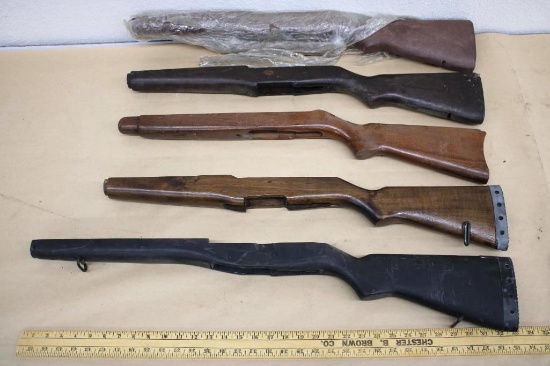 Five Mixed Wood and Man-Made Rifle Stocks