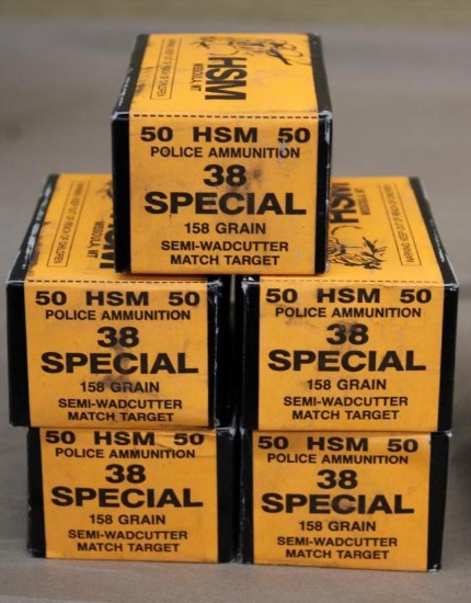 250 Rounds HSM 38 Spl Police Ammunition