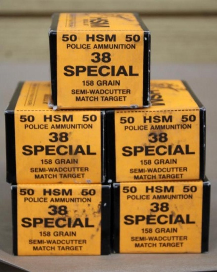 250 Rounds HSM 38 Spl Police Ammunition